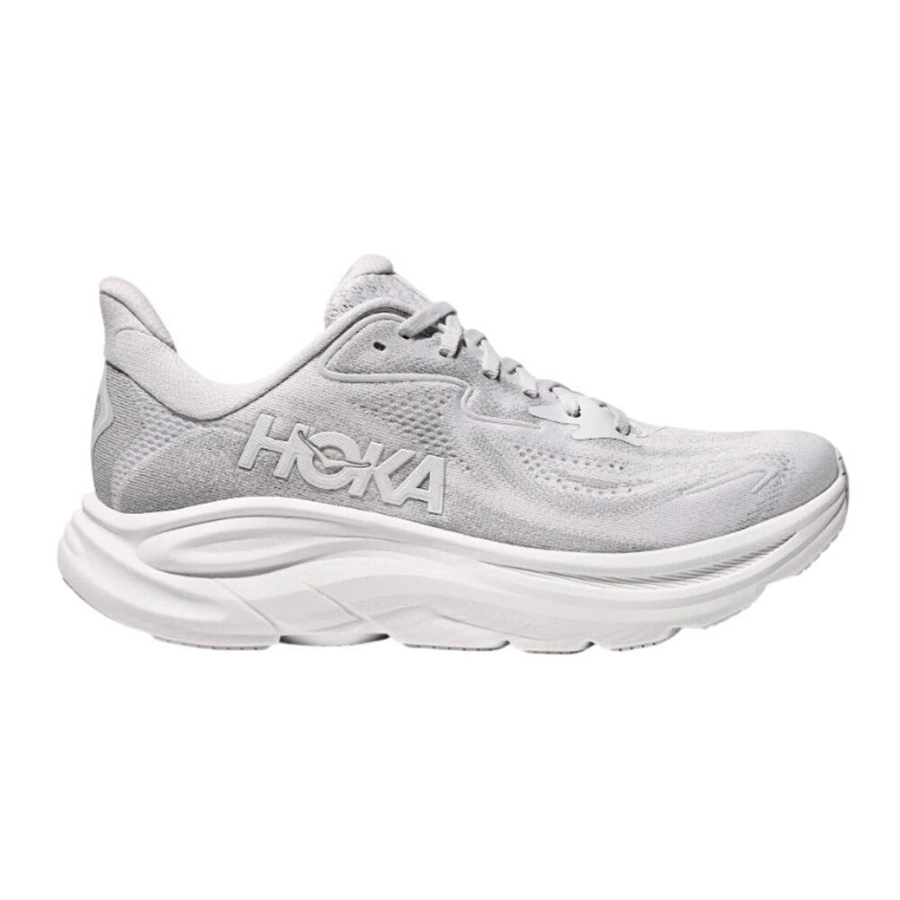 Hoka Women's Clifton 10 Light Grey Wide NIB Women's Everyday Running Size 6